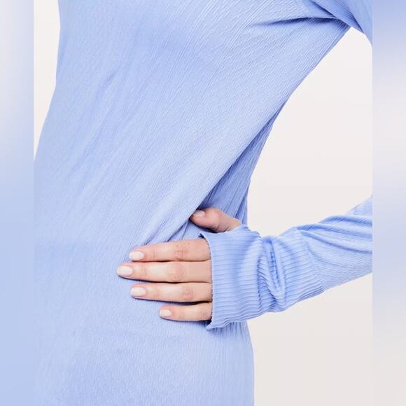 Lululemon Rest Less Mock Neck Long Sleeve Textured Pullover In Hydrangea Blue L - Picture 4 of 12